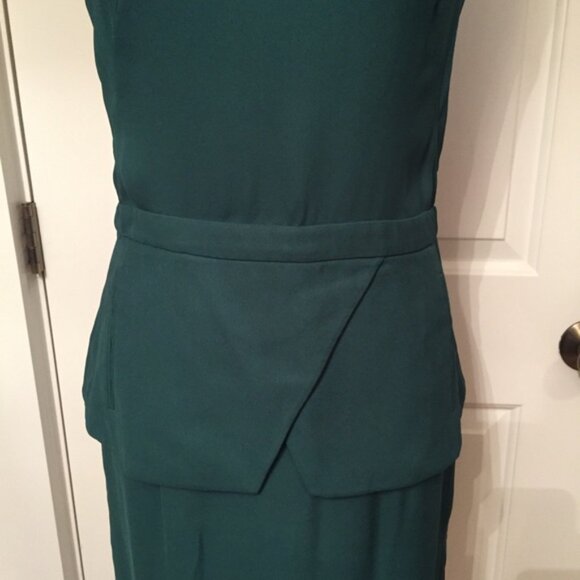 TIBI DRESS GREEN SHEATH SLEEVELESS PEPLUM Size 8 - Picture 2 of 6